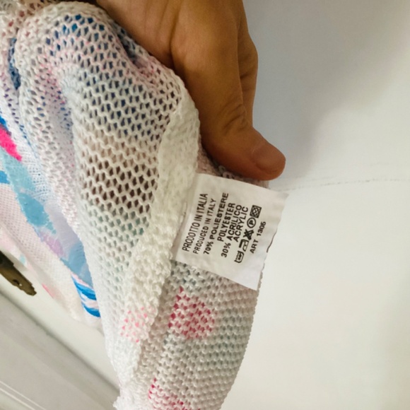 ITALY MODA sweater Dress XL Abstract Print Knit Tunic Mini Dress Dolman Sleeves - Picture 6 of 8